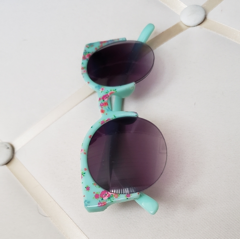 *3/$10 Aqua Teal Floral Rose Cat eye Sunglasses Shades - Picture 6 of 6